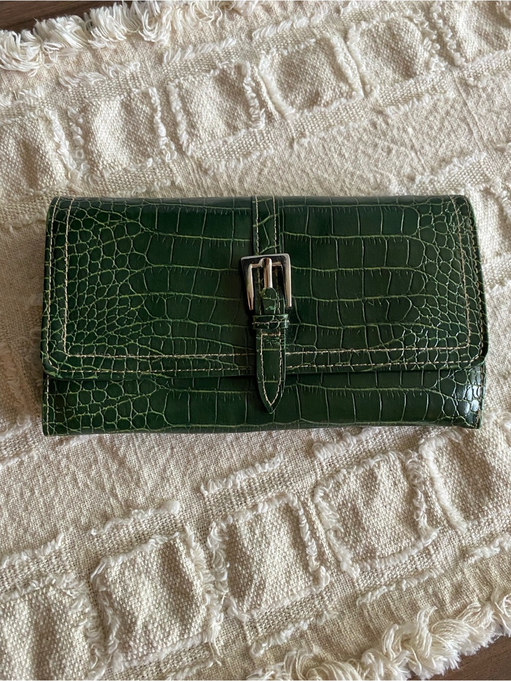 Green Thrifted Leather Wallet